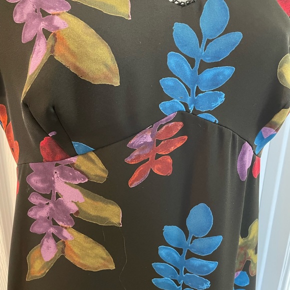 EUC LIZ CLAIBORNE long flower black dress 12 - Picture 3 of 11